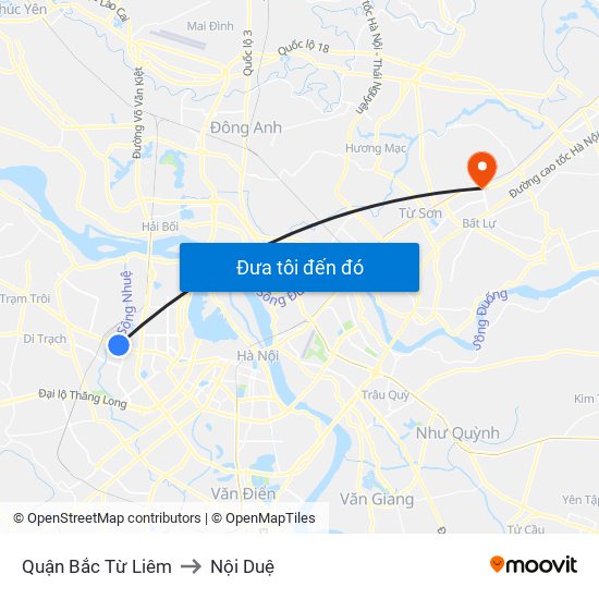 Quận Bắc Từ Liêm to Nội Duệ map