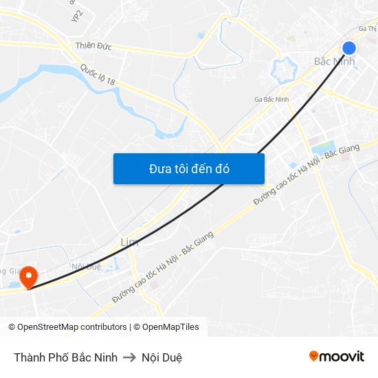 Thành Phố Bắc Ninh to Nội Duệ map