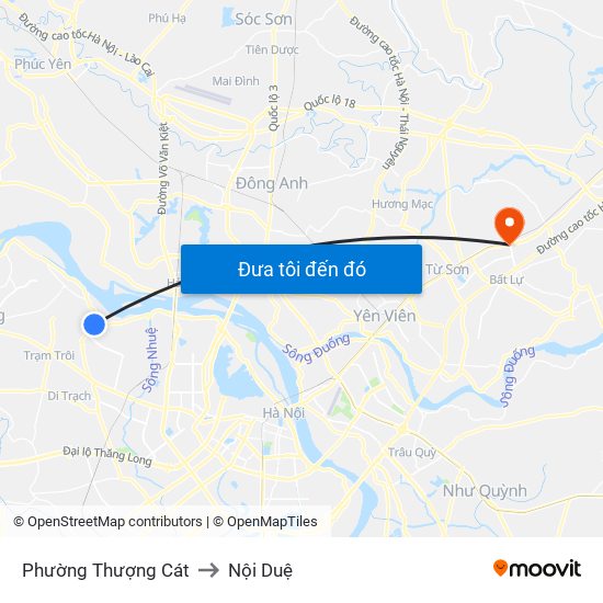Phường Thượng Cát to Nội Duệ map