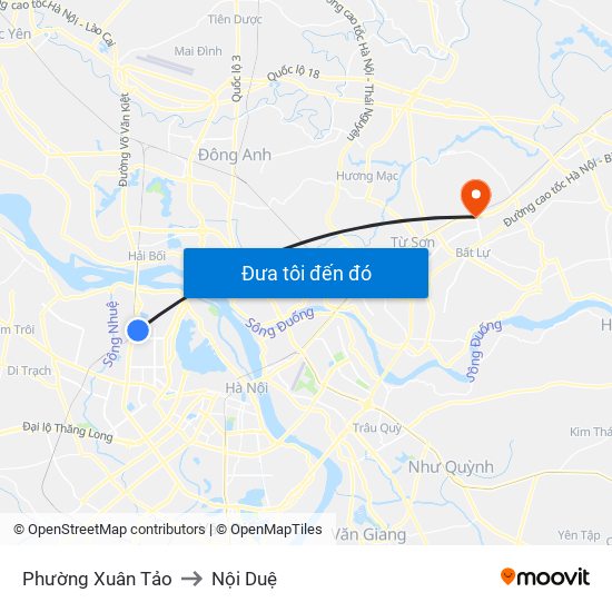 Phường Xuân Tảo to Nội Duệ map