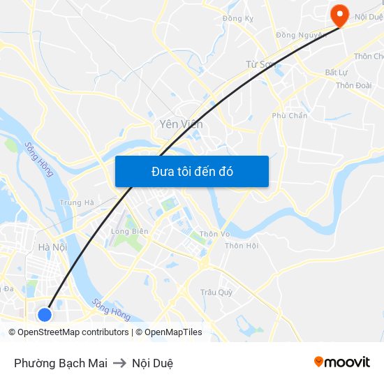 Phường Bạch Mai to Nội Duệ map