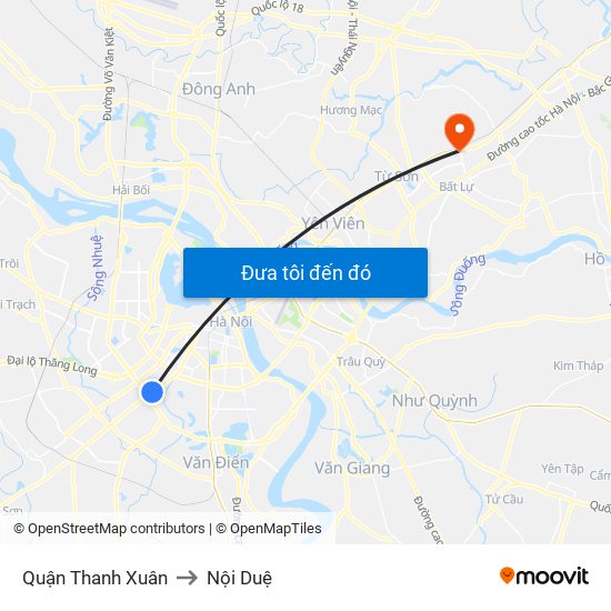 Quận Thanh Xuân to Nội Duệ map