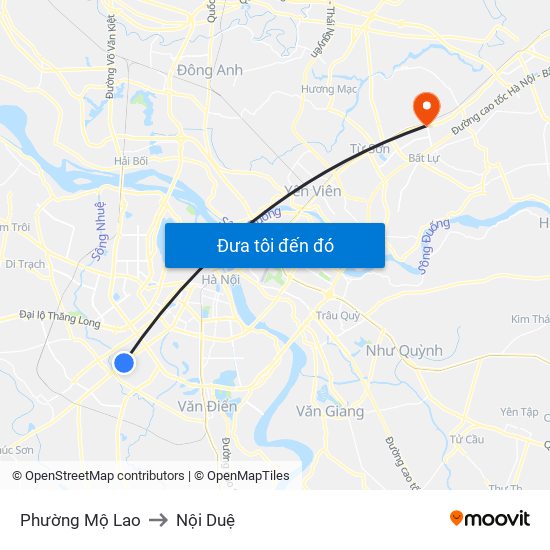 Phường Mộ Lao to Nội Duệ map