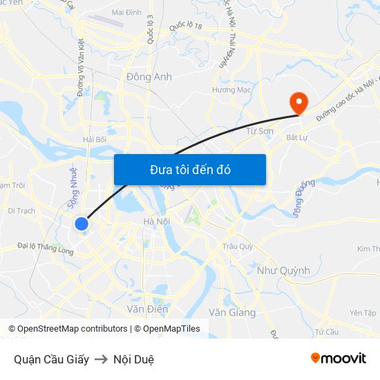 Quận Cầu Giấy to Nội Duệ map