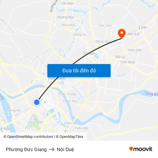 Phường Đức Giang to Nội Duệ map