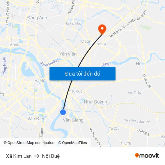 Xã Kim Lan to Nội Duệ map