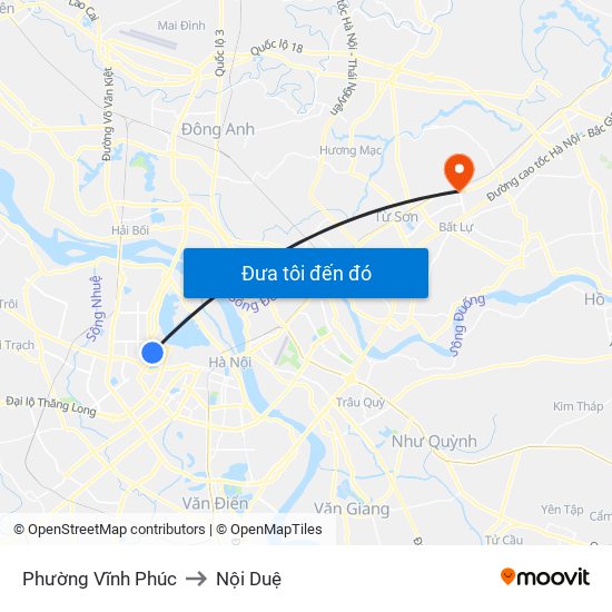 Phường Vĩnh Phúc to Nội Duệ map