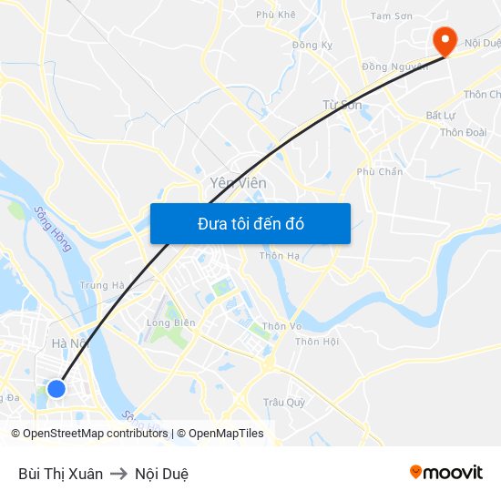 Bùi Thị Xuân to Nội Duệ map