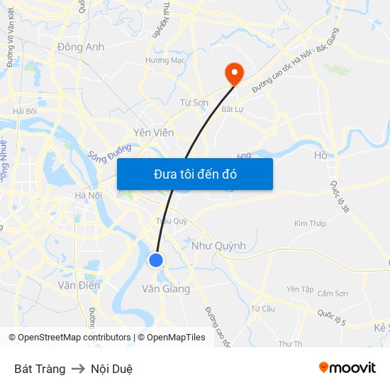 Bát Tràng to Nội Duệ map