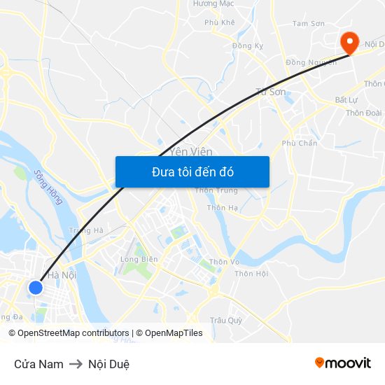 Cửa Nam to Nội Duệ map