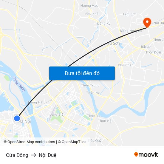 Cửa Đông to Nội Duệ map