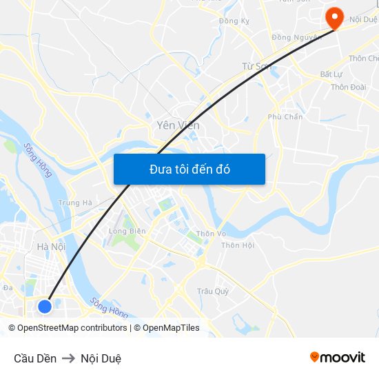 Cầu Dền to Nội Duệ map