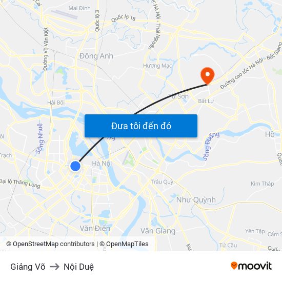 Giảng Võ to Nội Duệ map