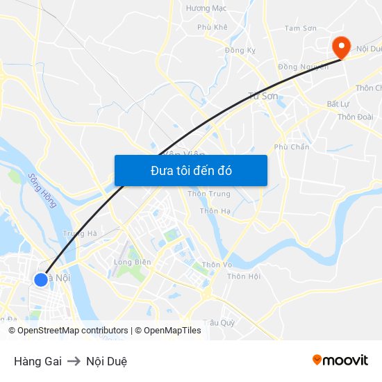 Hàng Gai to Nội Duệ map