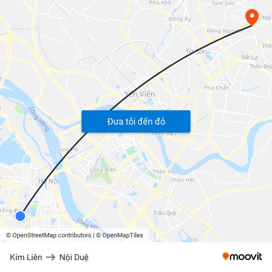 Kim Liên to Nội Duệ map