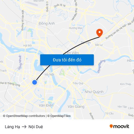 Láng Hạ to Nội Duệ map