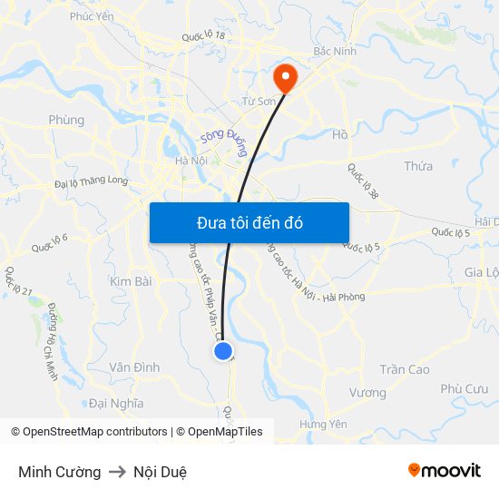 Minh Cường to Nội Duệ map