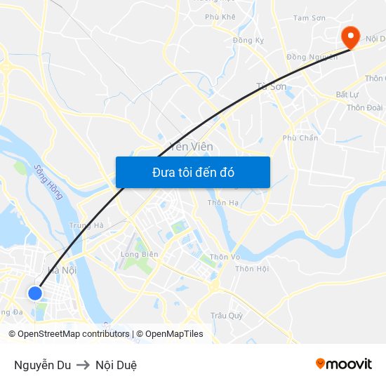 Nguyễn Du to Nội Duệ map