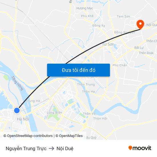 Nguyễn Trung Trực to Nội Duệ map