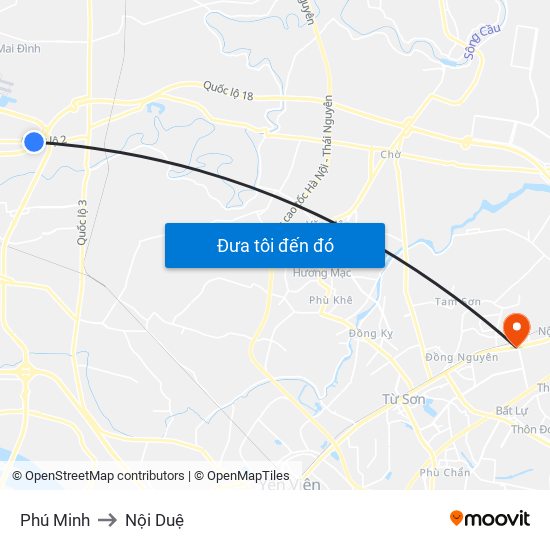 Phú Minh to Nội Duệ map