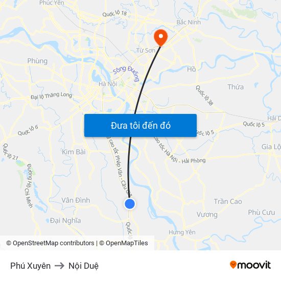 Phú Xuyên to Nội Duệ map