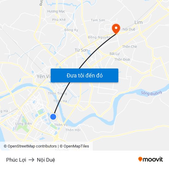 Phúc Lợi to Nội Duệ map