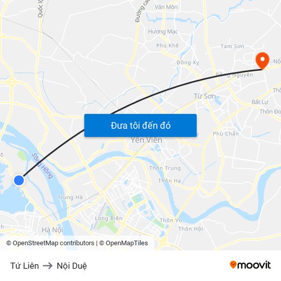 Tứ Liên to Nội Duệ map