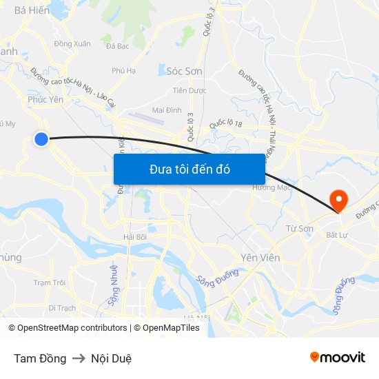 Tam Đồng to Nội Duệ map