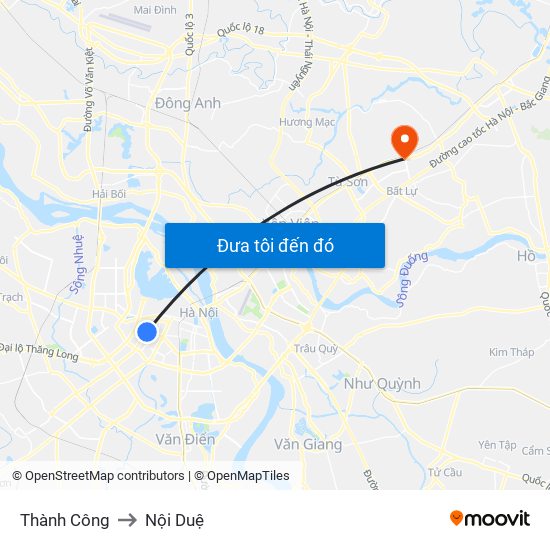 Thành Công to Nội Duệ map