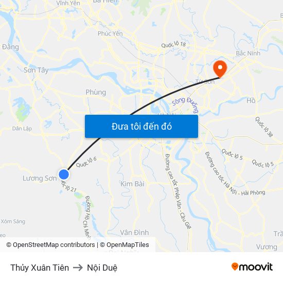Thủy Xuân Tiên to Nội Duệ map
