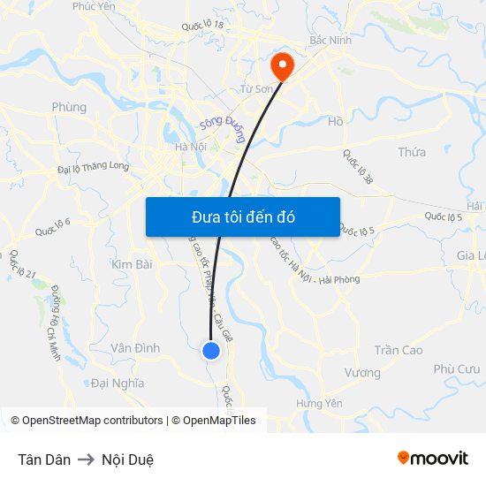 Tân Dân to Nội Duệ map