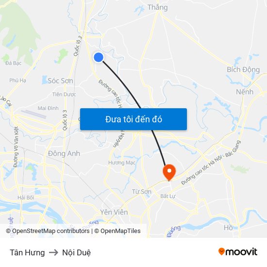 Tân Hưng to Nội Duệ map