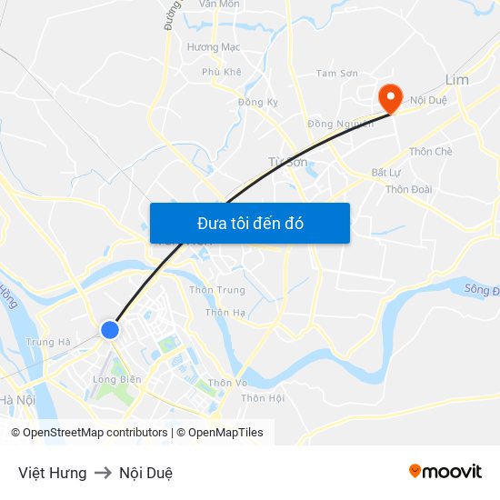 Việt Hưng to Nội Duệ map