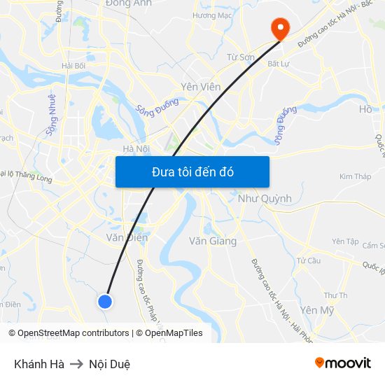 Khánh Hà to Nội Duệ map