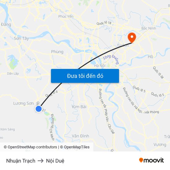Nhuận Trạch to Nội Duệ map