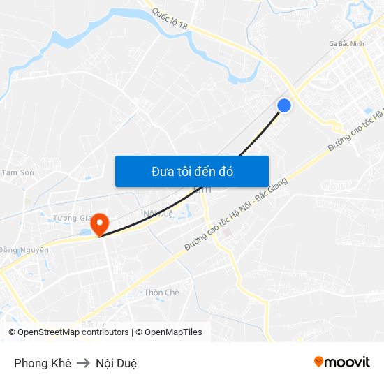 Phong Khê to Nội Duệ map