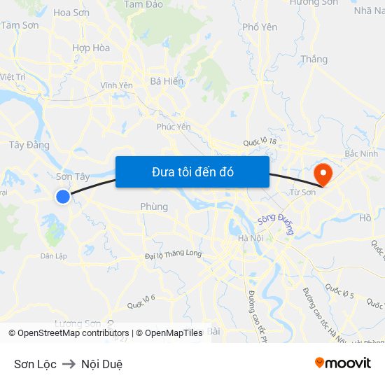 Sơn Lộc to Nội Duệ map