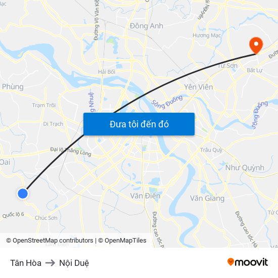 Tân Hòa to Nội Duệ map