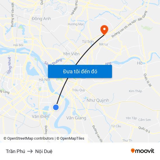 Trần Phú to Nội Duệ map