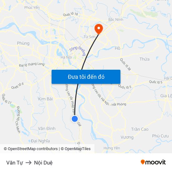 Văn Tự to Nội Duệ map