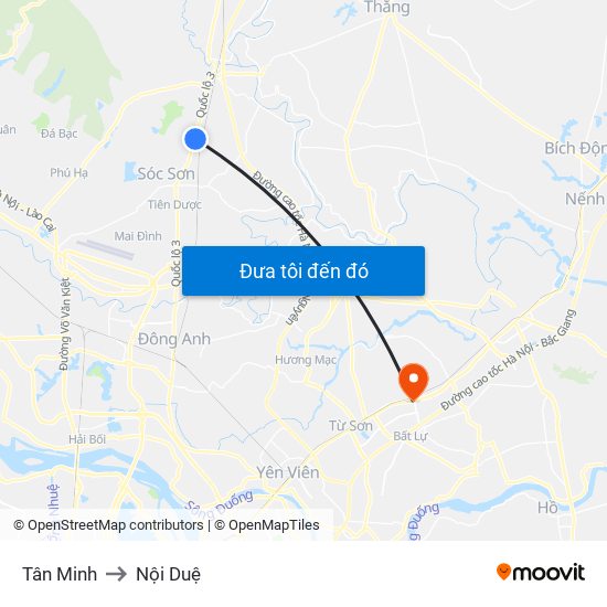 Tân Minh to Nội Duệ map