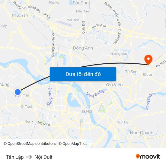 Tân Lập to Nội Duệ map