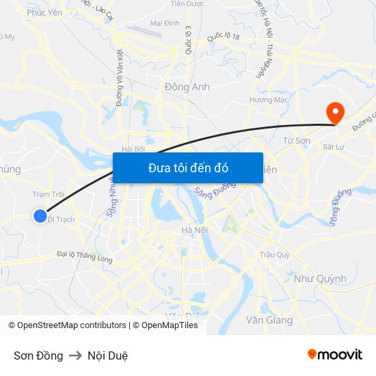 Sơn Đồng to Nội Duệ map