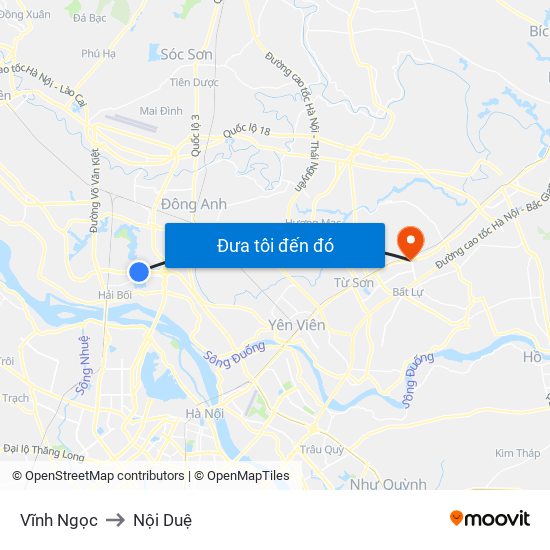 Vĩnh Ngọc to Nội Duệ map