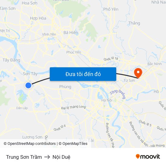 Trung Sơn Trầm to Nội Duệ map