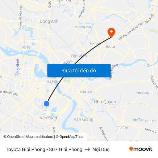 Toyota Giải Phóng - 807 Giải Phóng to Nội Duệ map