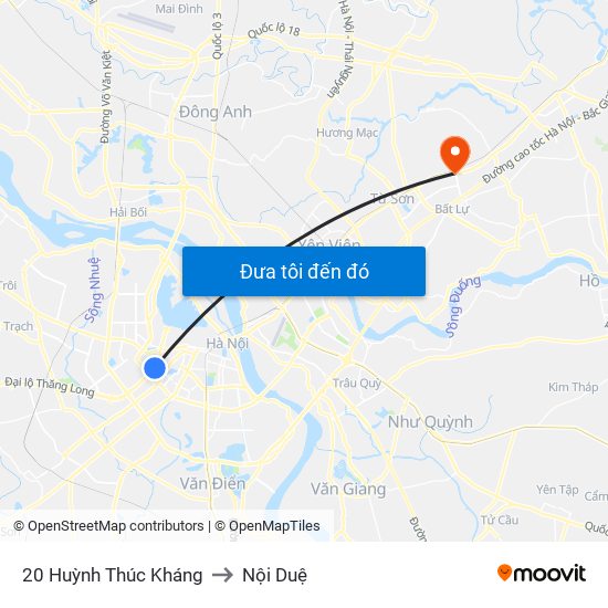 20 Huỳnh Thúc Kháng to Nội Duệ map