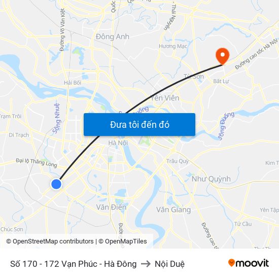 Số 170 - 172 Vạn Phúc - Hà Đông to Nội Duệ map