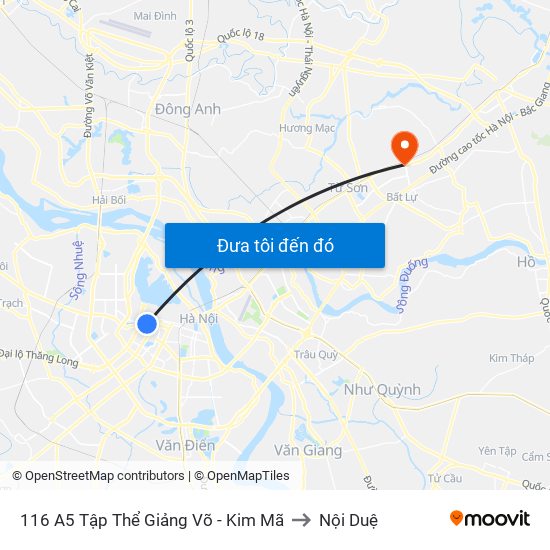 116 A5 Tập Thể Giảng Võ - Kim Mã to Nội Duệ map