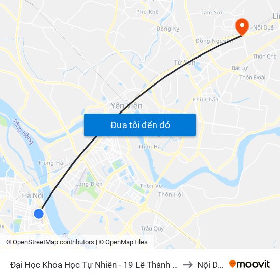 Đại Học Khoa Học Tự Nhiên - 19 Lê Thánh Tông to Nội Duệ map